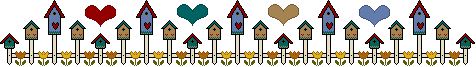 5 birdhouses hearts line